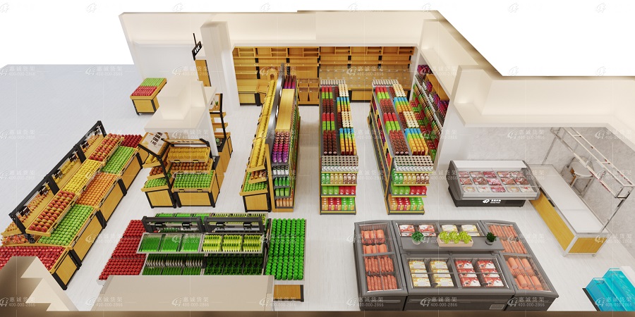 小型生鲜超市货架效果图1-1