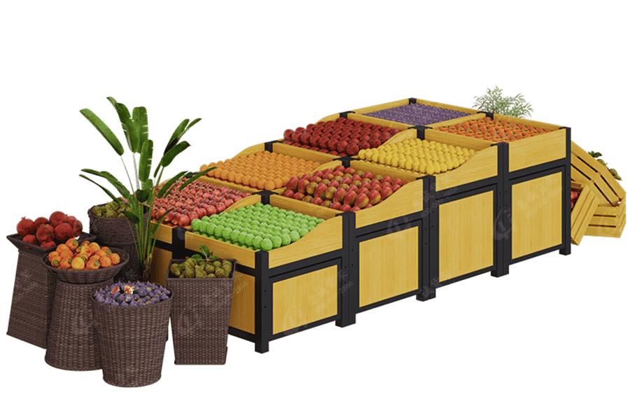 Boutique supermarket fruit vegetable display stand