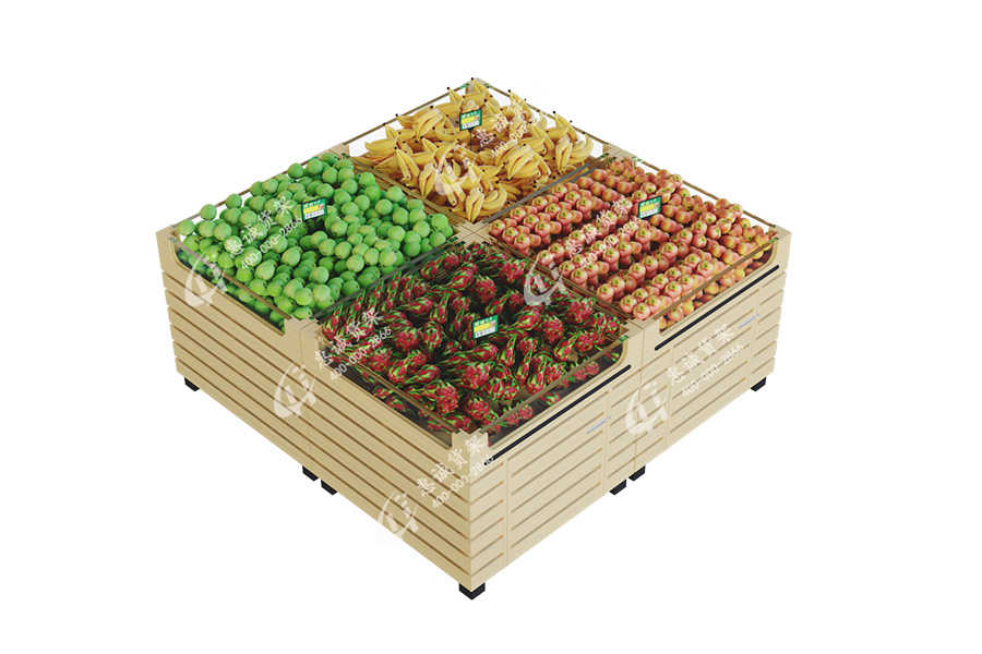Supermarket fruit vegetable top gondola display stand with glass fences-DTA