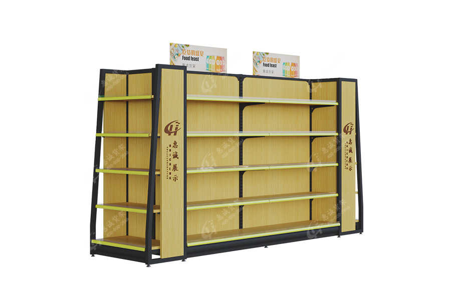 High quality steel display rack wood shelf for supermarket/store/stationery shop-XMGM