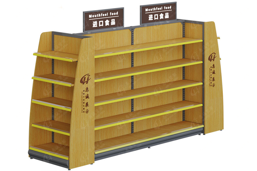 Convenience store double sided metal wood shelf