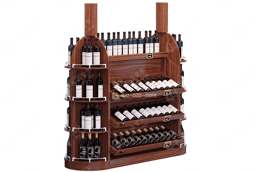 Supermarket Wine Center Rack-Double Sided Red Wine Shelf