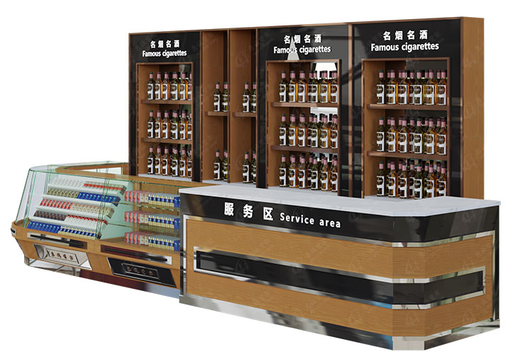 Boutique Large Supermarket Tobacco Shelf and Service Counter