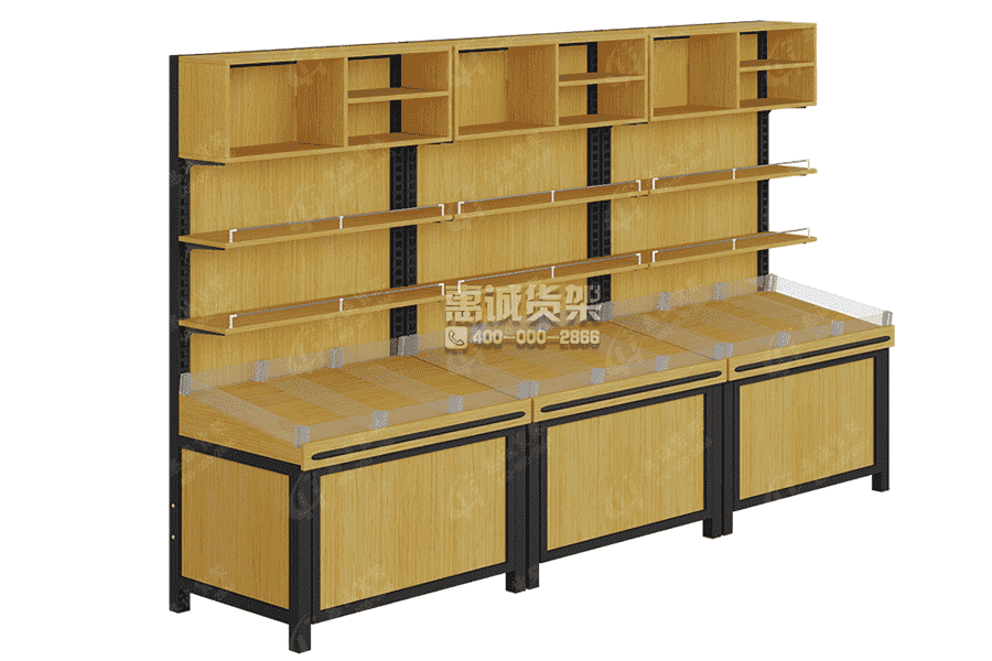 Single Sided Wooden Bulk snack Shelves Dried Goods Shelf With Acrylic Stopper