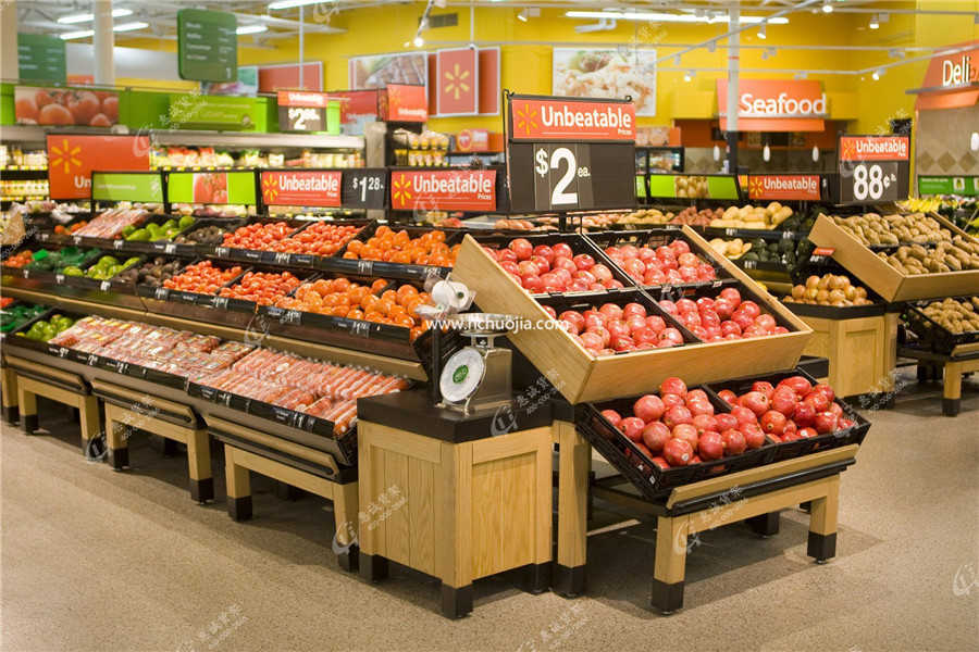 超市木制水果货架图片