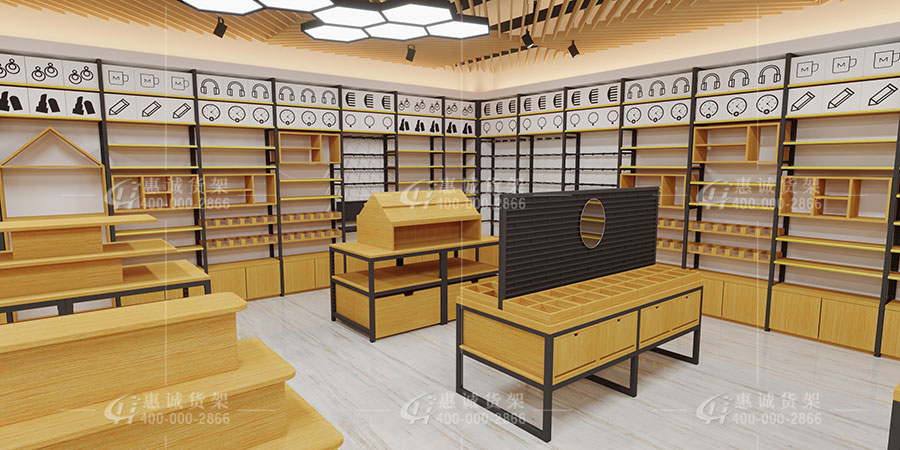 名创优品靠墙货架效果图片