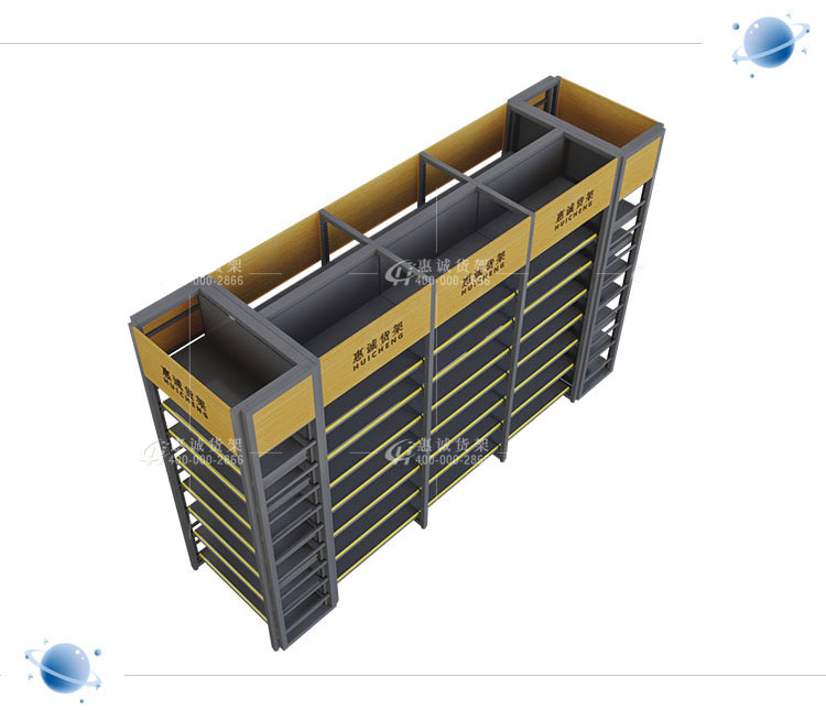 超市钢木结合货架图片1-3