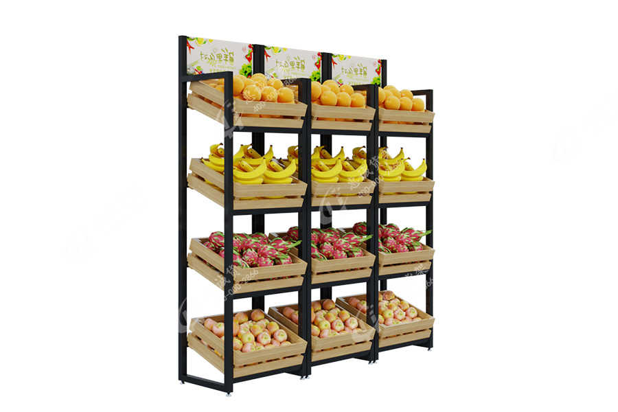 4 tier wooden frame fruit display rack