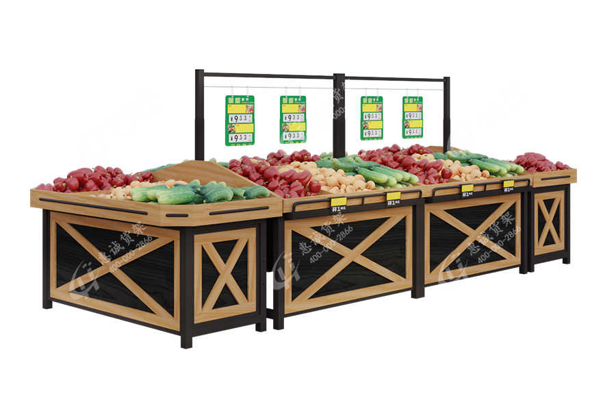 D style Island fruit and vegetable shelf supermarket display rack