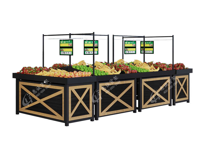 X style supermarket island fruit vegetable display shelf