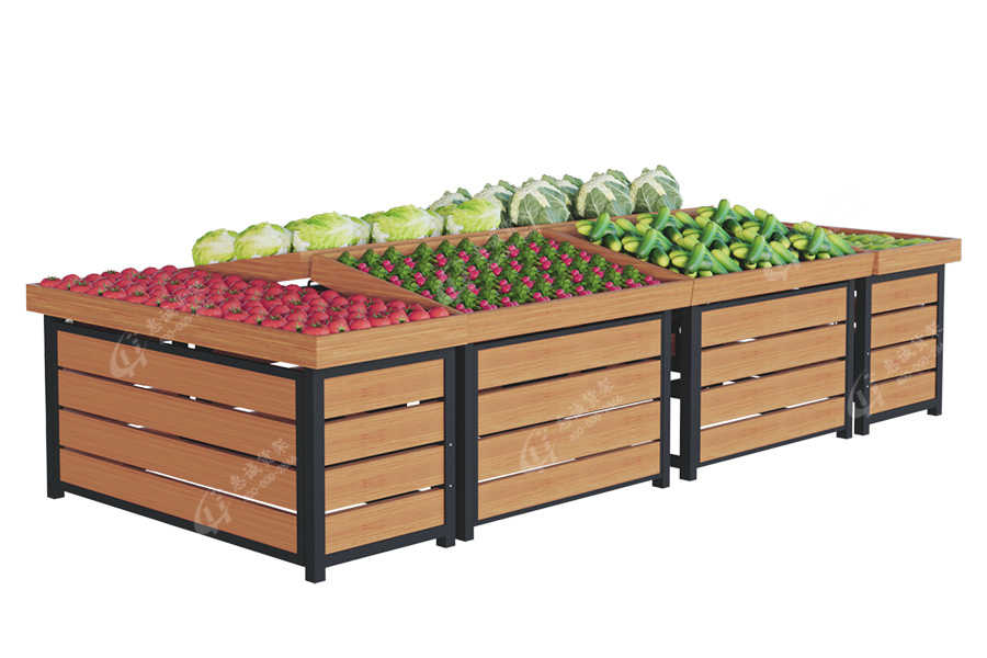 One layer fruit vegetable island shelf- MTZD wood stripe
