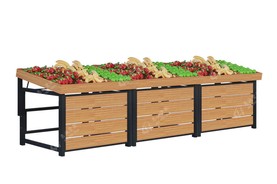 Single side wall shelf fruit and vegetable display rack-MTKQ wood stripe
