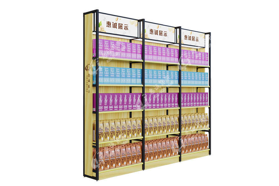 Supermarket convenience store single side wall steel wood shelf