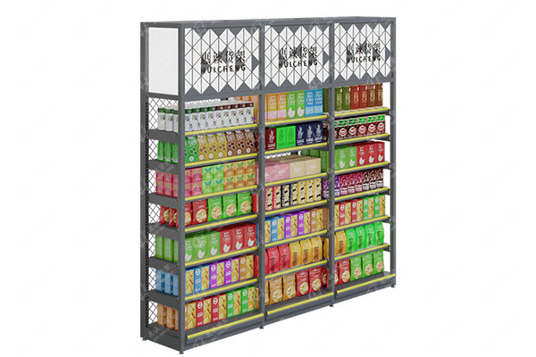 Supermarket single sided steel wood shelf 