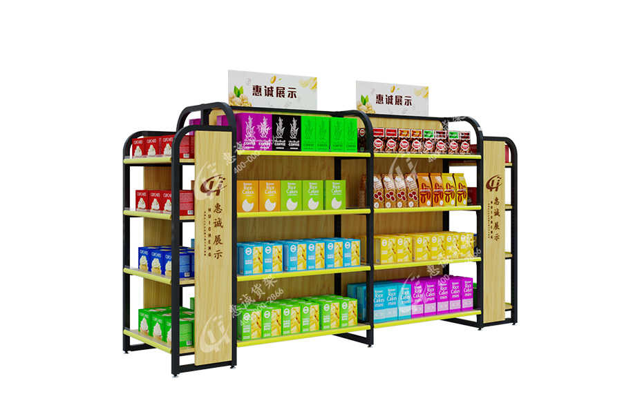 Famous MINISO shelf supermarket grocery store metal display racks wood shelving-GH