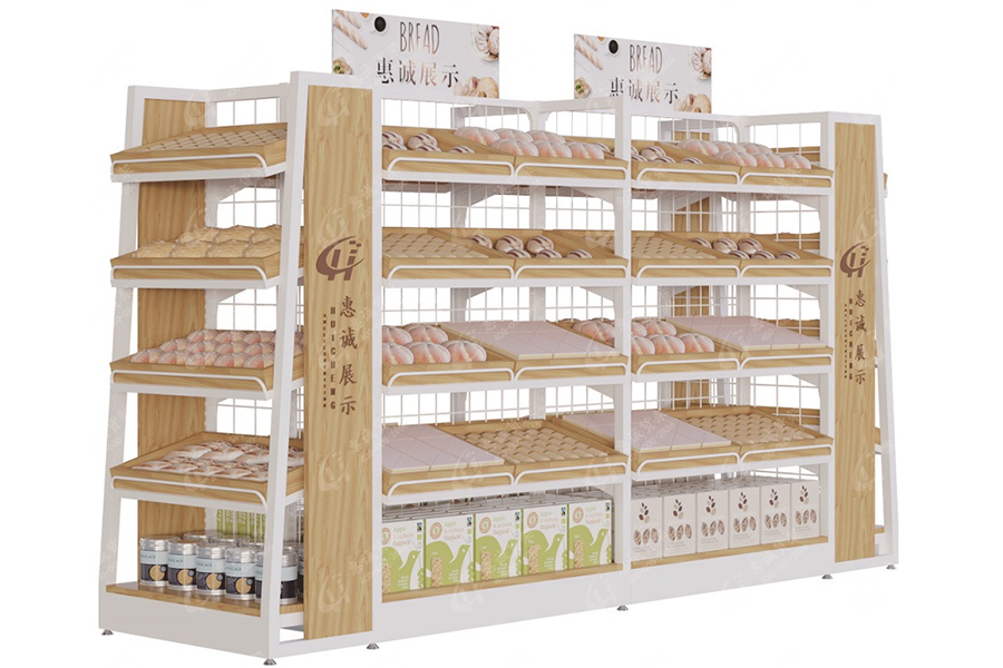 Good price white display racks gondola shelving supermarket bread shelf