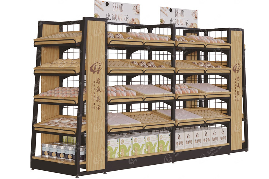 Good price black display racks gondola shelving supermarket bread shelf