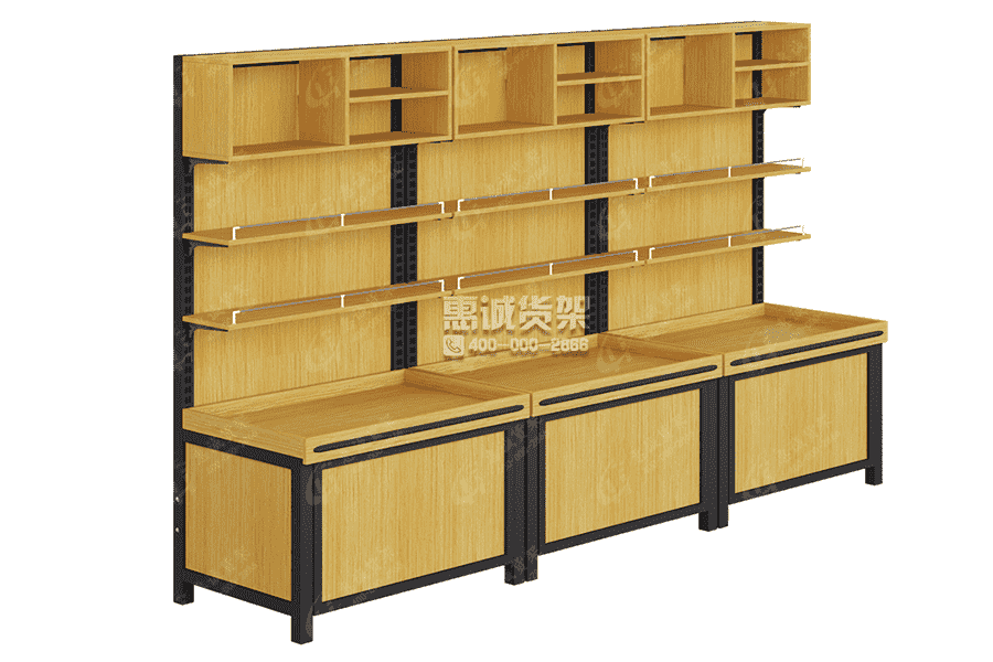 Single Sided Wooden Bulk Dried Goods Shelf for Supermarket