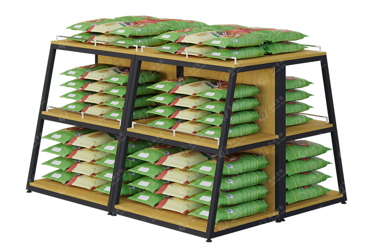 Supermarket 3 layers display wooden metal promotion table,retail shop display rack