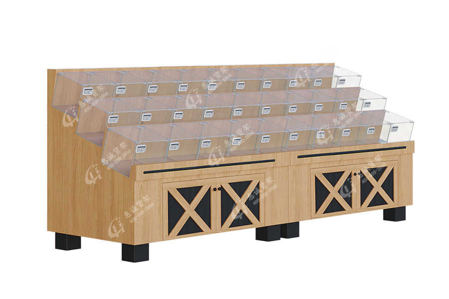 Single Sided Supermarket 3 Steps Wooden Display Shelf _XBP