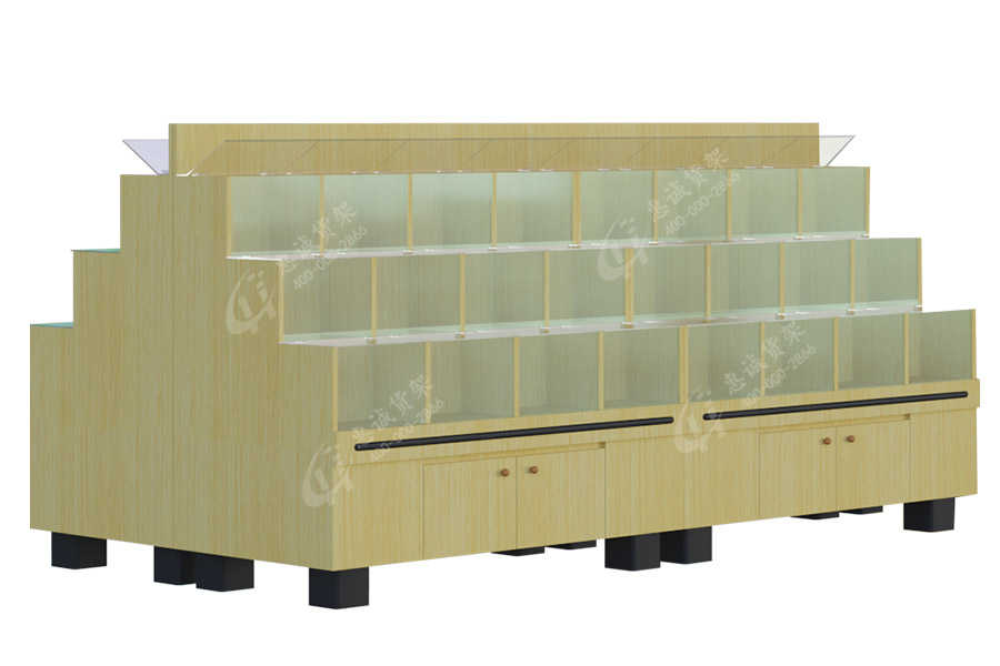 Bulk food display shelves for supermarket snack rack with glass divider