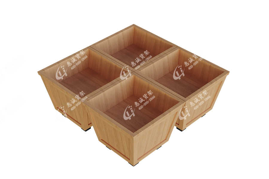 Heavy duty supermarket solid wood rice display shelf for whole grains_M 